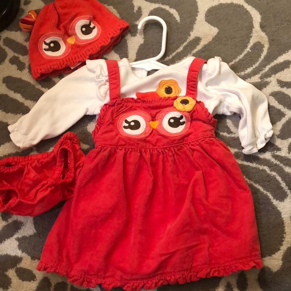 Gymboree 4 piece Owl Corduroy Set Size 3-6 months